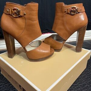 Michael Kors Brown Peep Toe Heeled Boots